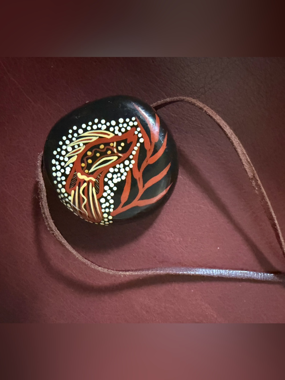 Indigenous Australian art wood pendant